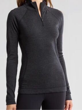Smartwool Women's Charcoal quarterZip-Neck Merino Base Layer Xs